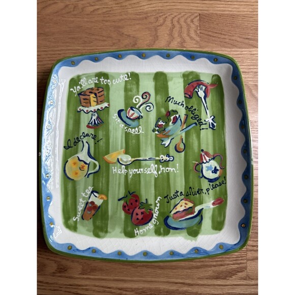 Southern Living Platter Old South Signed By Becky Denny 11.25”‎ Square Serving - Picture 1 of 8